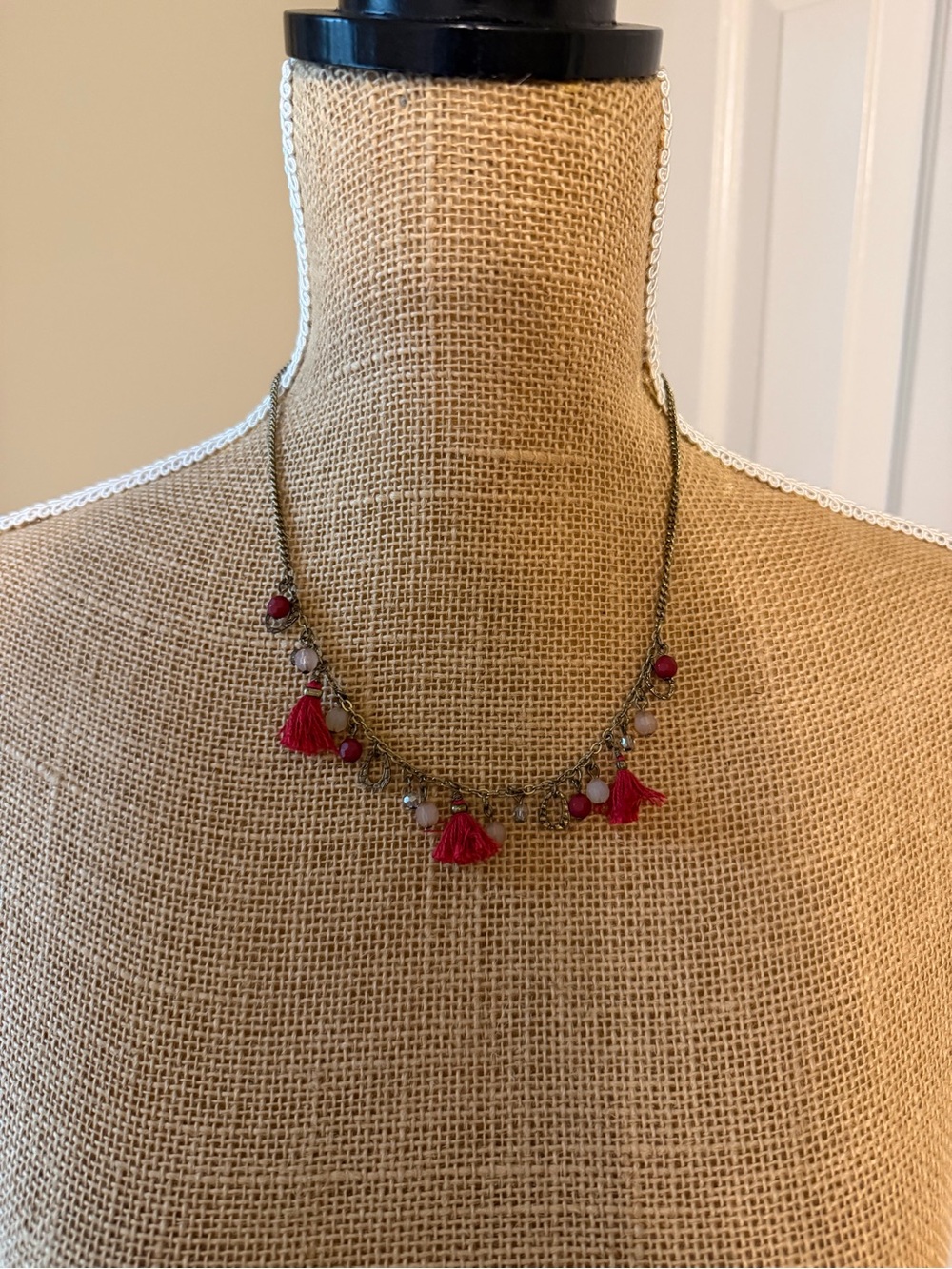 Red Tassel Bead Necklace - Women's Jewelry